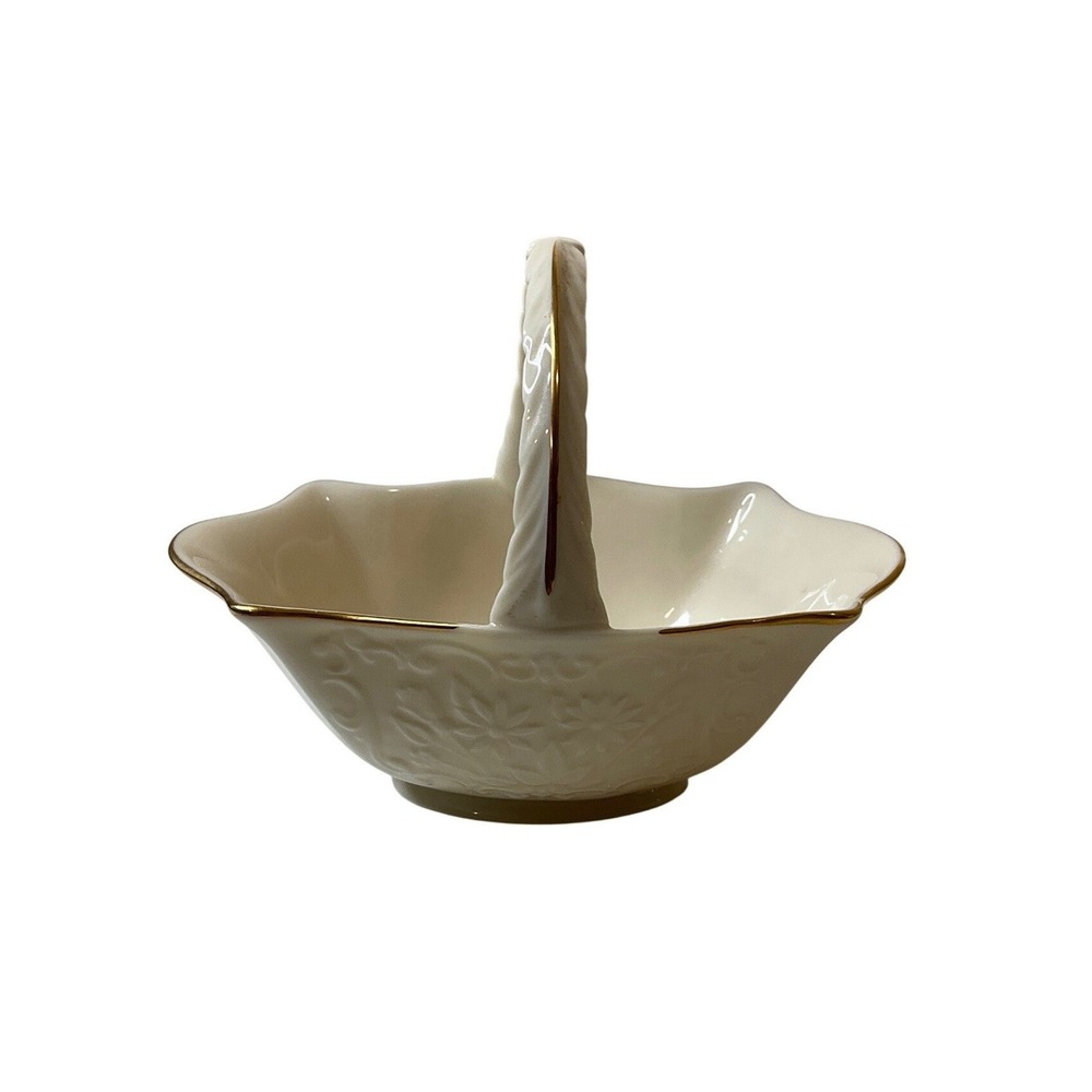 Vtintage Lenox Sans Souci Basket 24K Gold‎ Trimmed Footed Fine China Porcelain - Picture 3 of 8